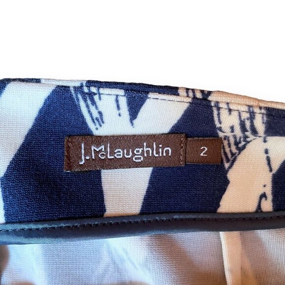 J McLaughlin Womens Skirt Sz 2 Blue White Bamboo Trellis Print Stretch Knit - Picture 5 of 5
